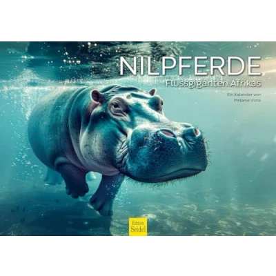 Afbeelding van Edition Seidel Premium kalender met nijlpaarden, riviergiganten 2025, formaat DIN A3, wandkalender, dierenkalender, Afrika, nijlpaard, grootstroompaard, hippopotamus, Nijl, roofdieren, wilde dieren,