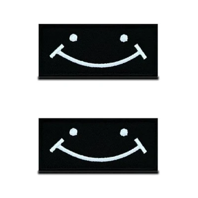 Afbeelding van 2 stuks Tactische grappige glimlachende gezicht patch fun borduurwerk geborduurde applicaties voor kleding tassen rugzak uniform vest hondenharnas helm militair tactisch 9 x 4 cm