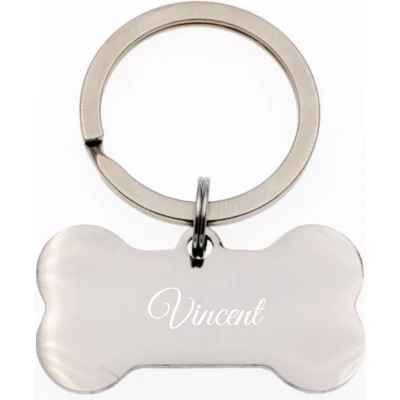 Afbeelding van Sleutelhanger Hondenbot Met Naam Gravering Vincent