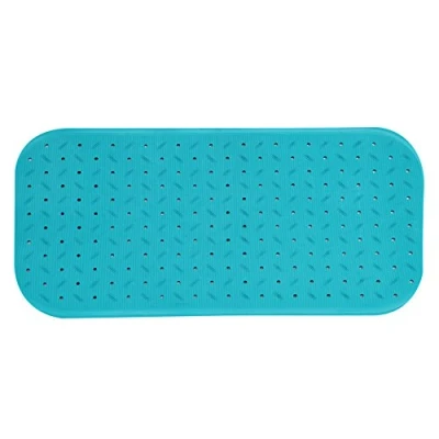 Afbeelding van MSV Douche/bad anti slip mat badkamer rubber lichtblauw 36 x 97 cm Badmatjes