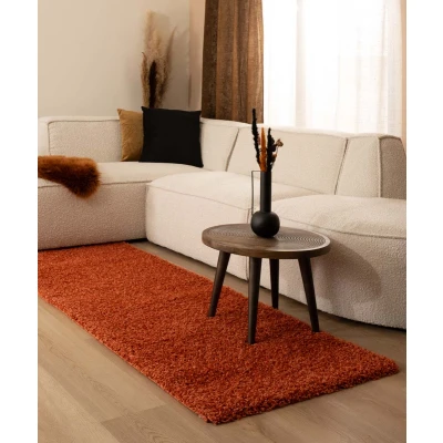 Afbeelding van Hoogpolig Tapijt/Vloerkleed Shaggy Trend Effen Terracotta 80x250 Cm