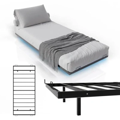 Afbeelding van Metalen Bed Palamos 90 x 200 cm Incl. LED zwart