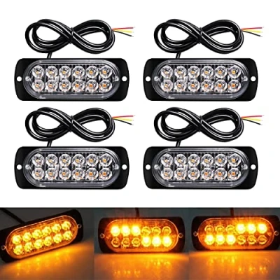 Afbeelding van DEFVNSY 4 pack Amber 12 LED V 24 36 W Auto Vrachtwagen Waarschuwing Bouw Noodbaken Waterdicht Flitswaarschuwing Stroboscoop Bumper Grill Staart Werklichtbalk
