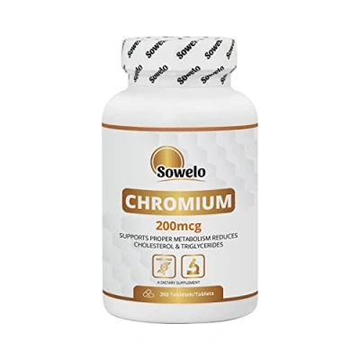 Afbeelding van Sowelo Chromium Picolinate 200 mcg chroom per tablet I voor het behoud van een normale bloedsuikerspiegel zonder ongewenste toevoegingen tabletten
