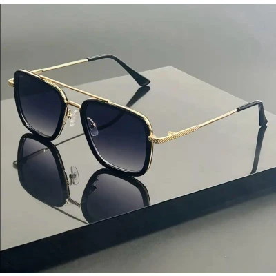 Afbeelding van Mpariz Luxe Heren Zonnebril Metalen Montuur Goud Grijs + Brillenkoker