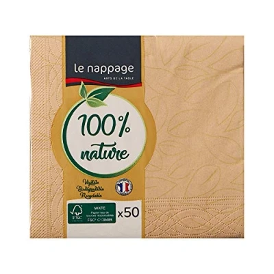 Afbeelding van LE NAPPAGE ARTS DE LA TABLE Napage 50 servetten van watten 25 x 24 cm, 3 laags, beige FSC cellulose, 48724110G