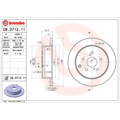 Afbeelding van Brembo Remschijven 08.D712.11