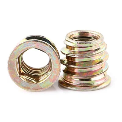 Afbeelding van 20st verzinkt koolstofstaal schroef in moer, zeskant aandrijving schroefdraad insert moeren voor houten meubels(M8*13mm)