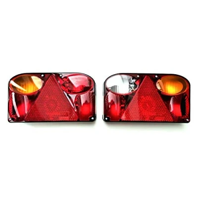Afbeelding van 2 x achterlichten aanhanger driehoekige achterlicht kentekenverlichting E9 SET