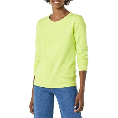 Afbeelding van Amazon Essentials Dames Franse Terry Fleece Crewneck Sweatshirt (Verkrijgbaar in Grote Maat), Neon Lime Groen, Large