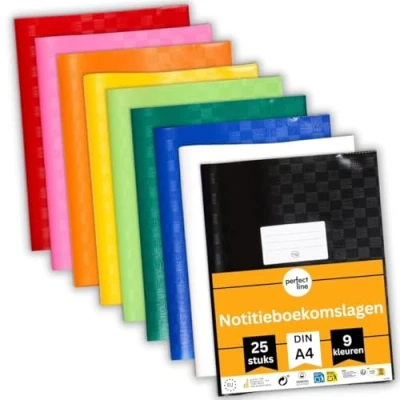 Afbeelding van perfect line 25 notitieboekomslagen DIN A4, gekleurd, 9 kleuren, recyclebaar PP, Made in Europe