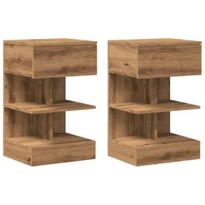 Afbeelding van vidaXL Nachtkastjes 2 st 40x35x65 cm bewerkt hout artisanaal eiken
