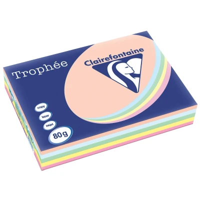 Afbeelding van Clairefontaine Trophée Pastel, Gekleurd Papier, A3, 80 G, 5 X 100 Vel, Geassorteerde Kleuren Papier