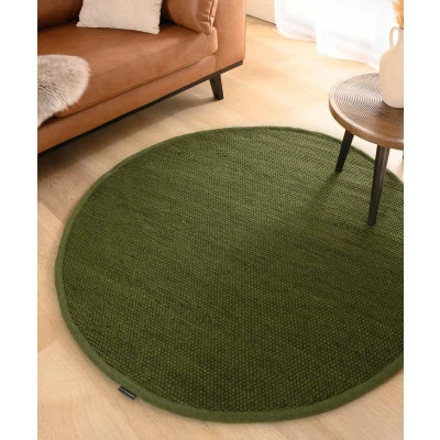 Afbeelding van Rond Wollen Tapijt/Vloerkleed Lett Groen 120 Cm 100% Wol