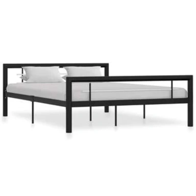 Afbeelding van Bedframe metaal zwart en wit 140x200 cm