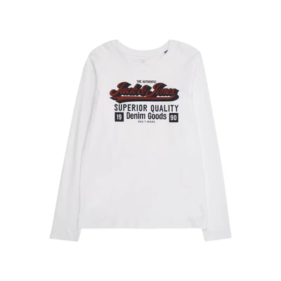 Afbeelding van JACK&amp;JONES JJELOGO TEE LS O NEC 2 COL AW25 NOOS JNR Jongens Lange mouwen shirts wit maat 128