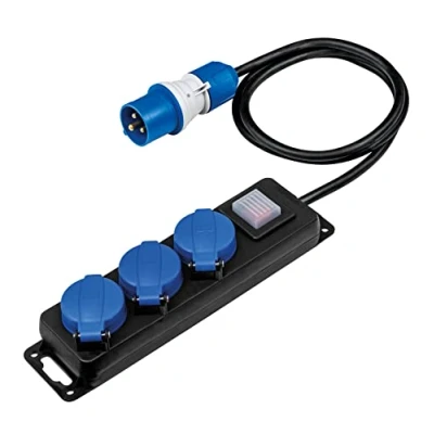Afbeelding van as Schwabe 38618 3 Weg Stopcontact Campingstrip met Schakelaars, IP44, 230 V/16 A, 1,5 meter Kabellengte, Zwart