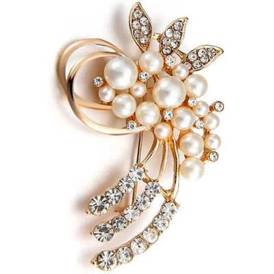 Afbeelding van N3 Collecties Oostenrijkse Kristallen Imitatie Parel Bloem Broche