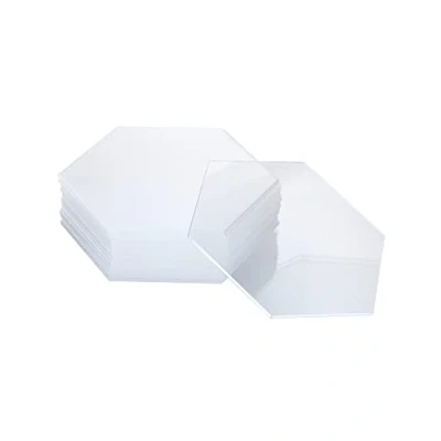 Afbeelding van QWORK® 16 Stuks Hexagon Acrylplaat Helder 2mm Dik voor Bruiloften Feesten Plaatskaarten Evenement Decoratie (10 x 11,5 cm)