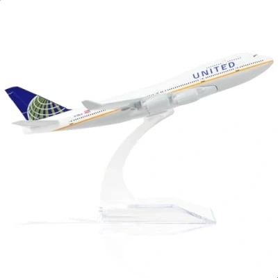 Afbeelding van QIYUMOKE Boeing 747 Air United 1/400 Diecast Metalen Vliegtuig Model met Voet Airlines Alloy Display Verzamelobject Kit voor Luchtvaart Enthousiast.