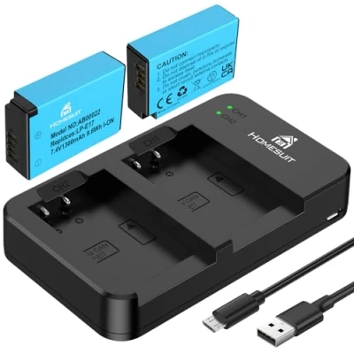 Afbeelding van Homesuit LP E17 accu 1300 mAh en snelle dubbele USB oplader voor Canon Rebel SL3, SL2, T8i, T7i, T6i, T6s, EOS R10, R50, R8, RP, M3, M5, M6, 200D, 77D, 750D, 760D, 800D, 8000D meer