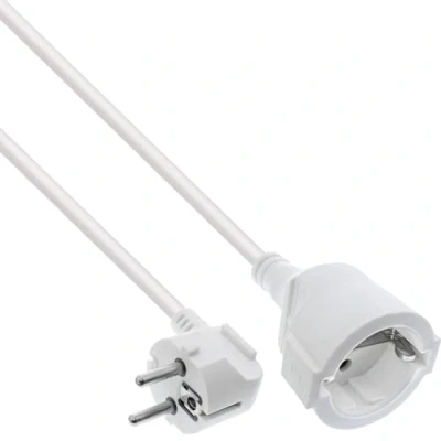 Afbeelding van InLine, Verlengkabels, Verlengsnoer met aardcontact haaks / stopcontact, wit, 15m (15 m, CEE 7/3)