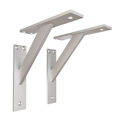 Afbeelding van 2 x sossai® design plankdragers FSHR Hoekkussen Muurbeugel voor plank 180x180mm Kleur: zilver Materiaal: aluminium