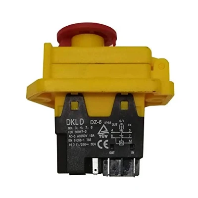 Afbeelding van DKLD DZ 6 waterdichte drukknopschakelaar met noodstop afdekking, AAN UIT elektromagnetische schakelaar voor gereedschapsmachines AC 250V 15 / 16A CE TUV