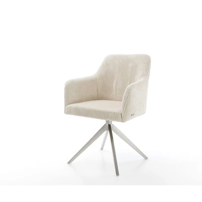 Afbeelding van DELIFE Draaistoel Greg Flex koord beige kruisframe breed roestvrij staal 360 draaibaar rocker functie pocketveer kern