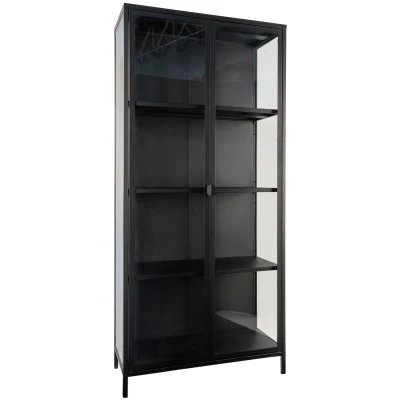 Afbeelding van Giga Meubel Vitrinekast Metaal Zwart 35x80x175cm Kast Brisbane