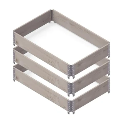 Afbeelding van Upyard GardenBox Set van 3 modern verhoogd bloembed met palletframe modulair verhoogde palletbed natuurlijk hout voor tuin en terras PEFC gecertificeerd, 120 x 80 58,5 cm, grijs