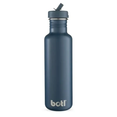 Afbeelding van One Green Bottle Stoere kantine waterfles met lekvrije rietjesdeksel, roestvrijstalen waterfles, niet geïsoleerd, eco fles, 800 ml, leisteen blauw BOTL