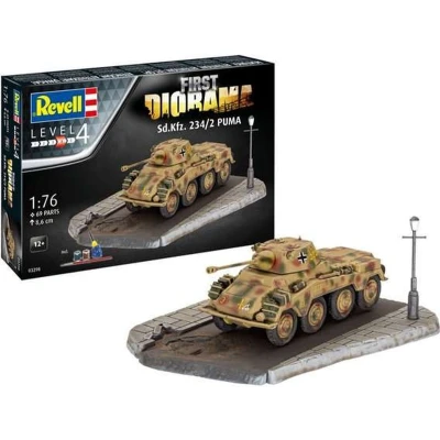 Afbeelding van 1:76 Revell 03298 First Diorama Set Sd.Kfz. 234/2 Puma Starter kit Plastic Modelbouwpakket