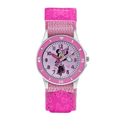 Afbeelding van Minnie Mouse meisjes analoog klassiek kwartshorloge met textielband MN5106