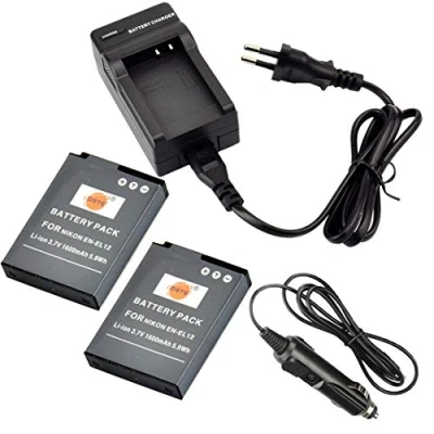 Afbeelding van DSTE® Vervangende batterij EN DC03E reisoplader compatibel met Nikon EL12 Coolpix P300 P310 P330 P340 S31 S70 S610 S620 S630 S640 S800c S1000pj S1100pj 1200 pixels. j S6000 S6100 S6150 S6200 S6300