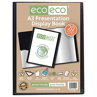 Afbeelding van eco A3 50% gerecycled 20 kleuren zwart pocket presentatieboek