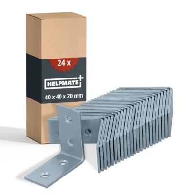 Afbeelding van HELPMATE 24 stuks gatplaathoeken 40 x 20 mm hoekverbinding gegalvaniseerd &amp; blauw gepassiveerd houten connector met uitstekende corrosiebescherming gathoek