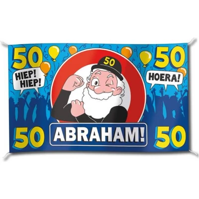 Afbeelding van Gevelvlag 50 jaar Abraham verkeersbord XXL 150x90cm