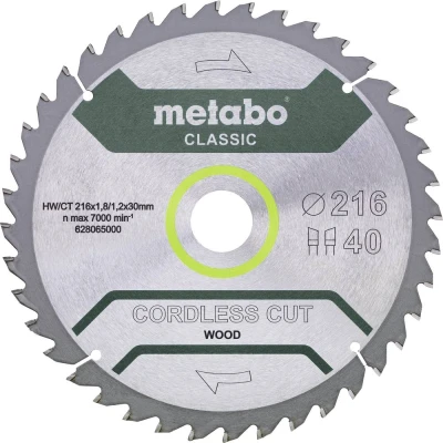 Afbeelding van Metabo CORDLESS CUT WOOD CLASSIC 628665000 Cirkelzaagblad 216 x 30 1.2 mm Aantal tanden: 28 1 stuk(s)