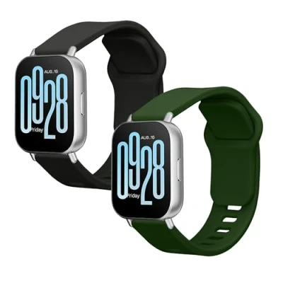 Afbeelding van kwmobile 2x horlogebandjes geschikt voor Xiaomi Redmi Watch 5 Active / Lite bandje Smartwatch bandjes van TPU Activity tracker horloge band in zwart donkergroen