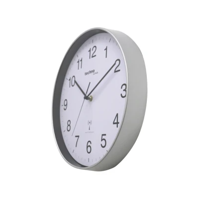 Afbeelding van Technoline WT 8030 Wandklok Analoog Rond Kunststof Raam Mineraal Glas Radiogestuurde tijdsaanduiding Zilverkleurig