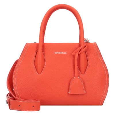 Afbeelding van COCCINELLE Leren Schoudertas Handtas Lord Handbag Grained Leather Gazpacho Oranje