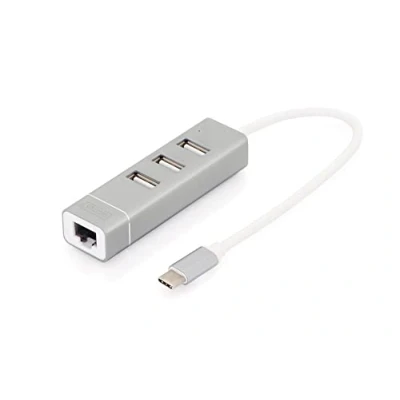 Afbeelding van Digitus DA 70253 USB 2.0 hub 3 + 1 poorten Met C stekker, Aluminium behuizing, ingebouwde converter, metalen behuizing