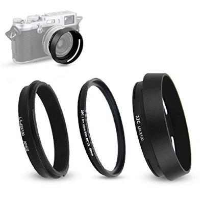 Afbeelding van Lenskap en adapterring past voor Fujifilm Fuji X100VI X100V X100F, X100T, X100S, X100, X70, vervangt LH X100 (met UV filter)