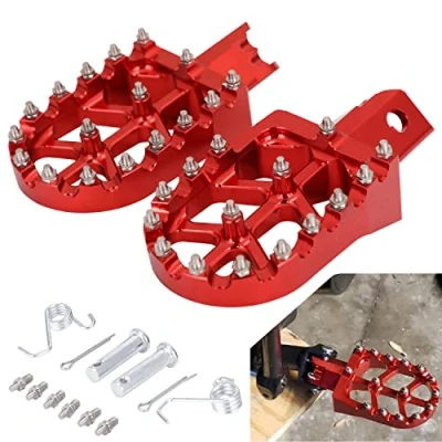 Afbeelding van JFG RACING Voetsteun voor motorfiets, universeel, aluminium, CNC, off road, dirt bike, pitbike op Ron rood