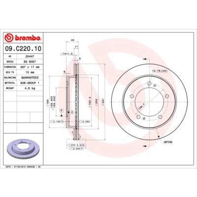 Afbeelding van Brembo Remschijf 09.C220.10