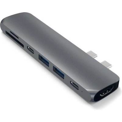 Afbeelding van Usb c hub voor macbook pro met HDMI &amp; Thunderbolt 3 van Zedar Space Gray