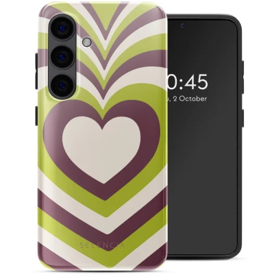Afbeelding van Samsung Galaxy S24 Hoesje Kunststof Selencia Backcover/Hardcase Double Hearts Plum Fern Telefoonhoesje