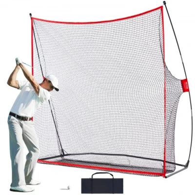 Afbeelding van VEVOR Golfoefeningsnet, groot golfnet van 2,4 x 2,1 m, persoonlijk rijbereik voor binnen of buiten, draagbaar thuisgolfnet met massief glasvezelframe en draagtas, cadeau mannen, golfliefhebber,