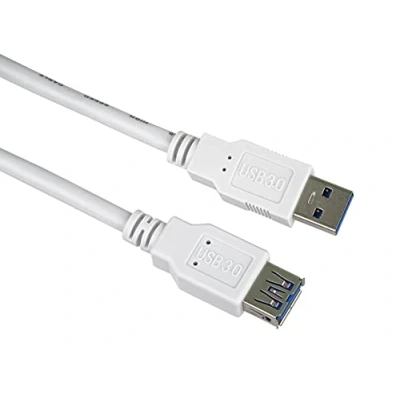 Afbeelding van PremiumCord USB 3.0 verlengkabel 5 m, datakabel SuperSpeed tot Gbit/s, oplaadkabel, type A bus naar stekker, 9 pins, 3x afgeschermd, kleur wit, lengte 5m